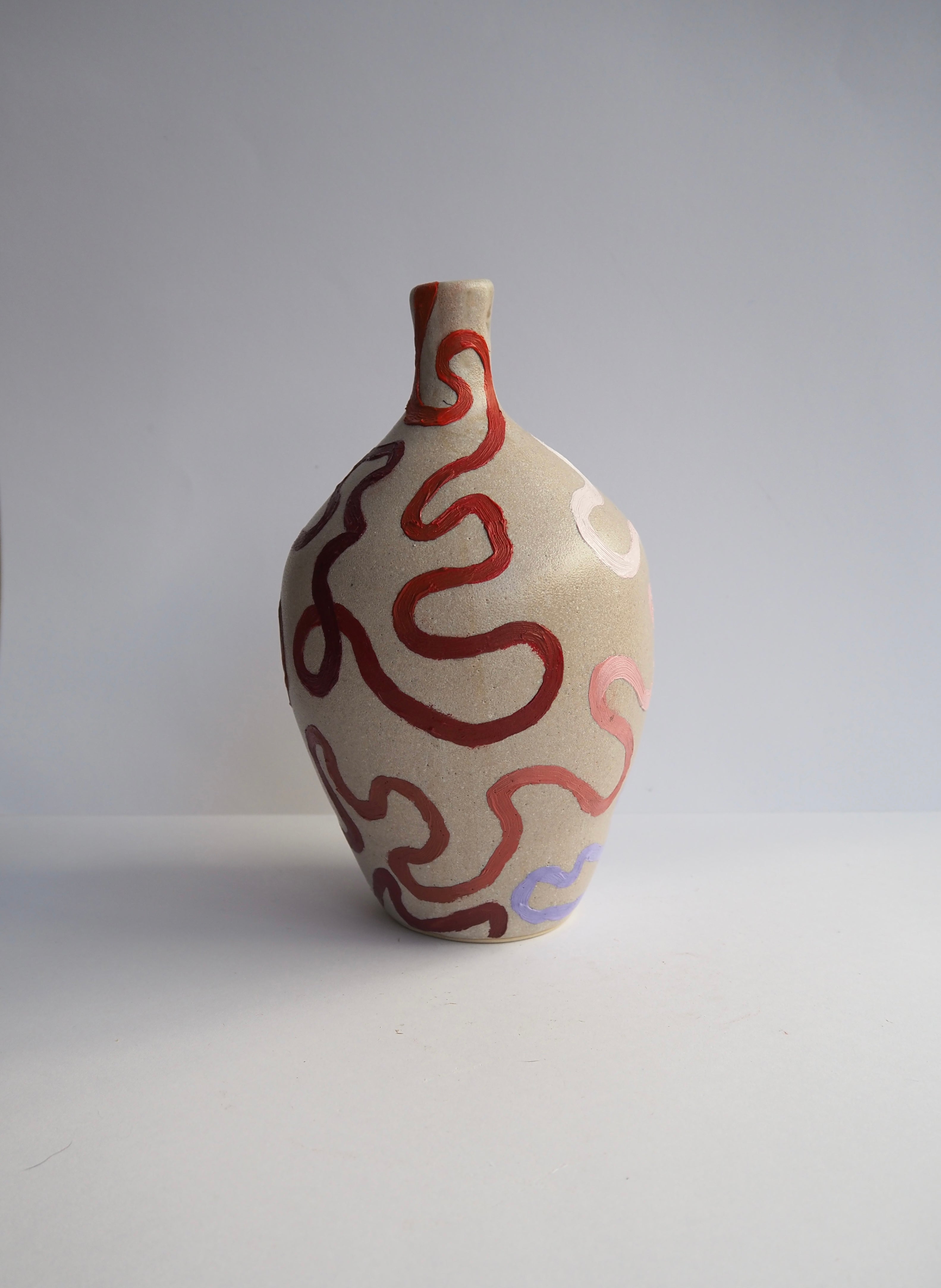 Journey Vase - Light Stoneware and Lipstick (Medium)