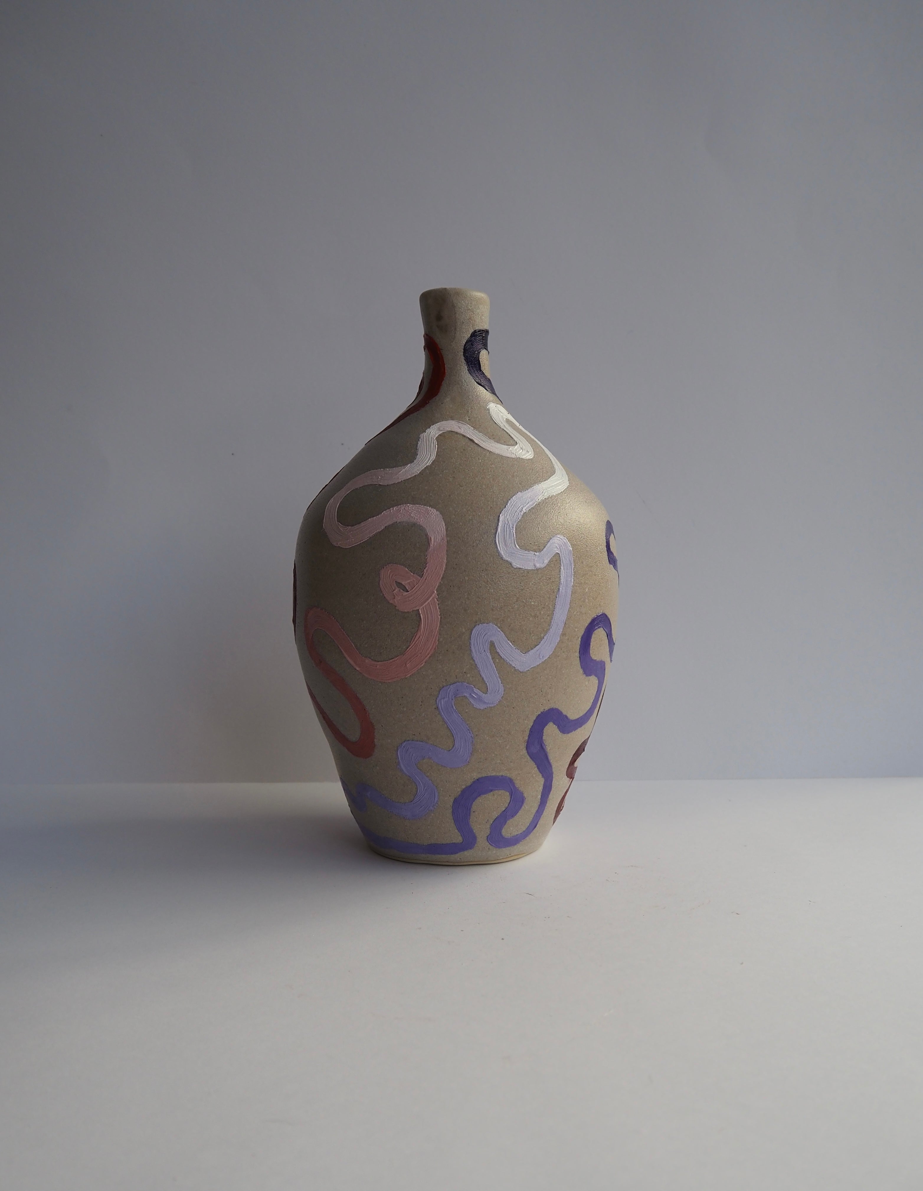 Journey Vase - Light Stoneware and Lipstick (Medium)