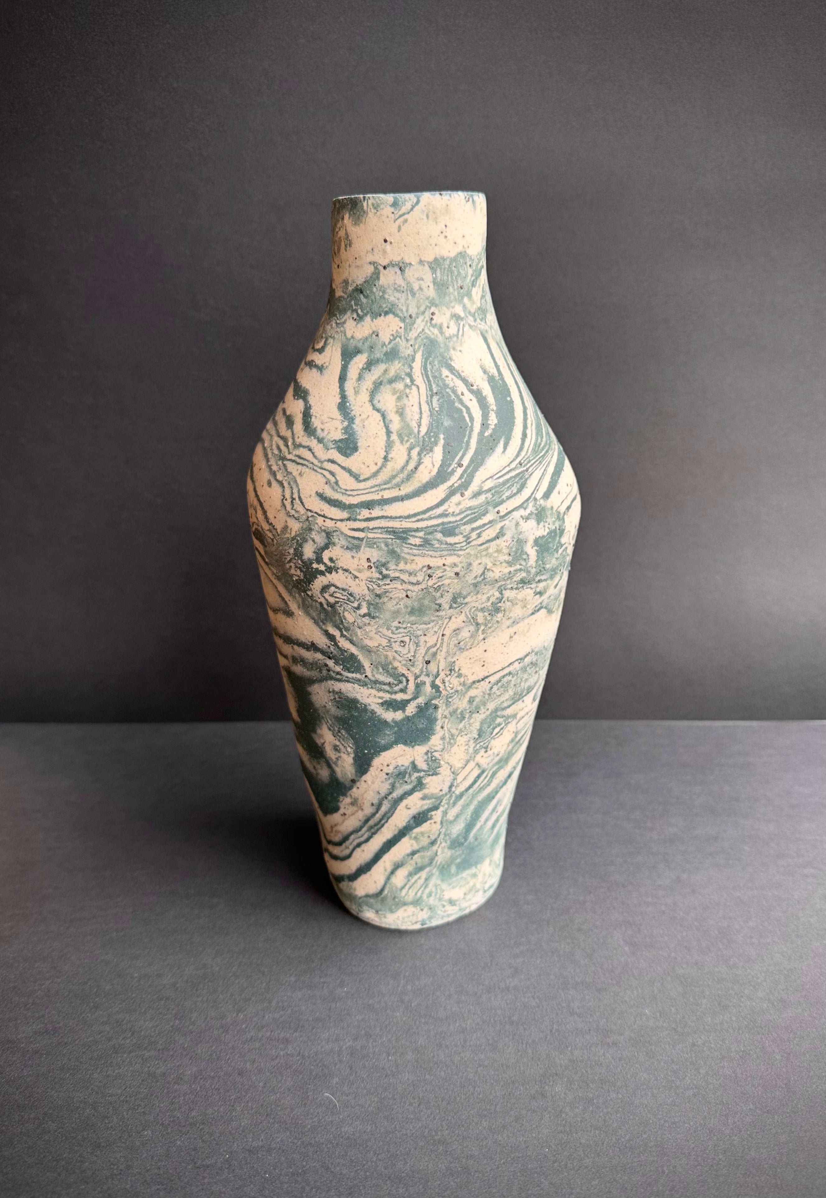 Dark Blue Green Marble Vase