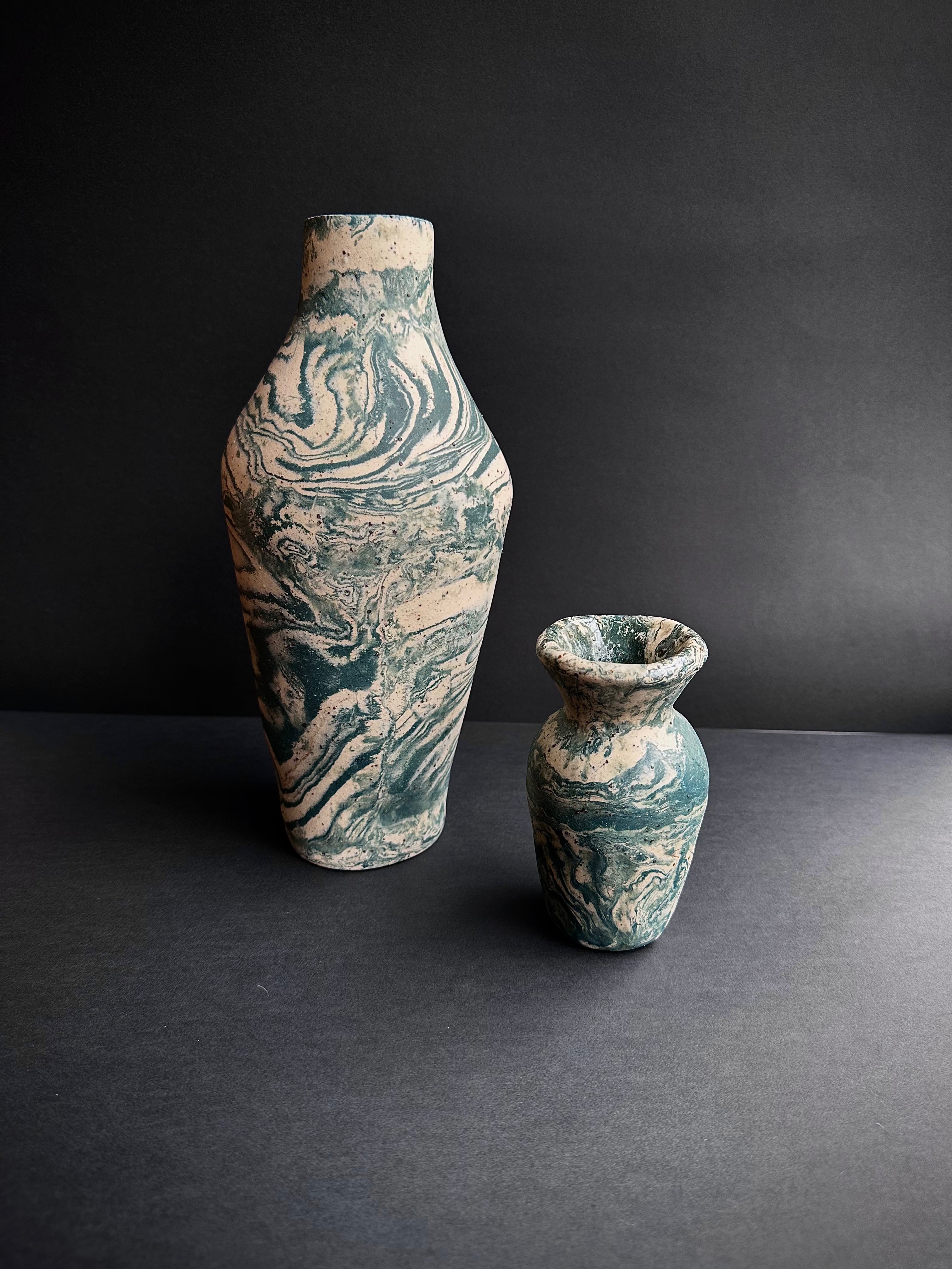 Dark Blue Green Marble Vase