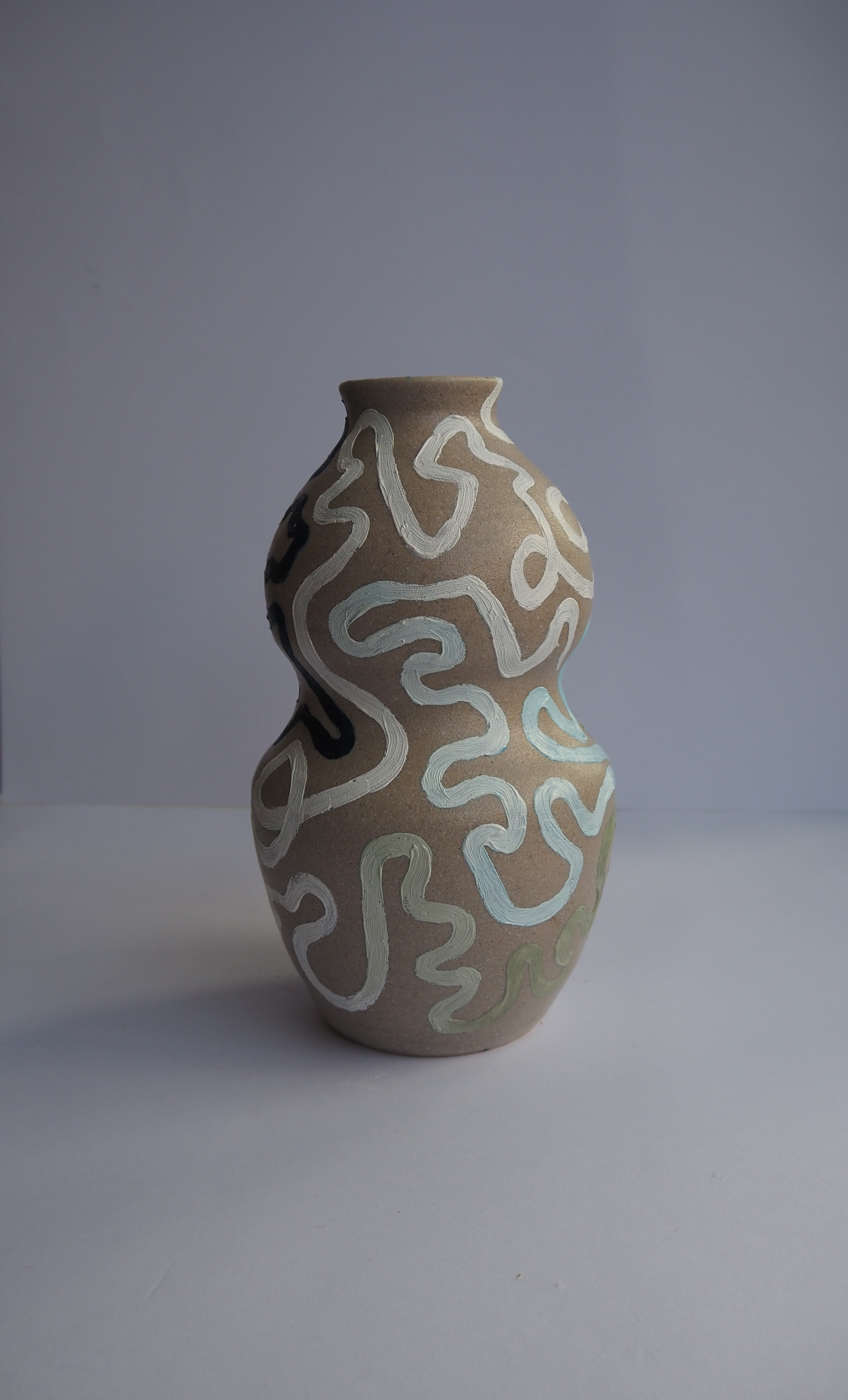 Journey Vase - Light Stoneware and Green/Blue (Medium)