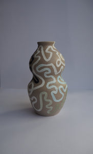 Journey Vase - Light Stoneware and Green/Blue (Medium)