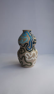 Journey Vase - Light Stoneware and Green/Blue (Medium)