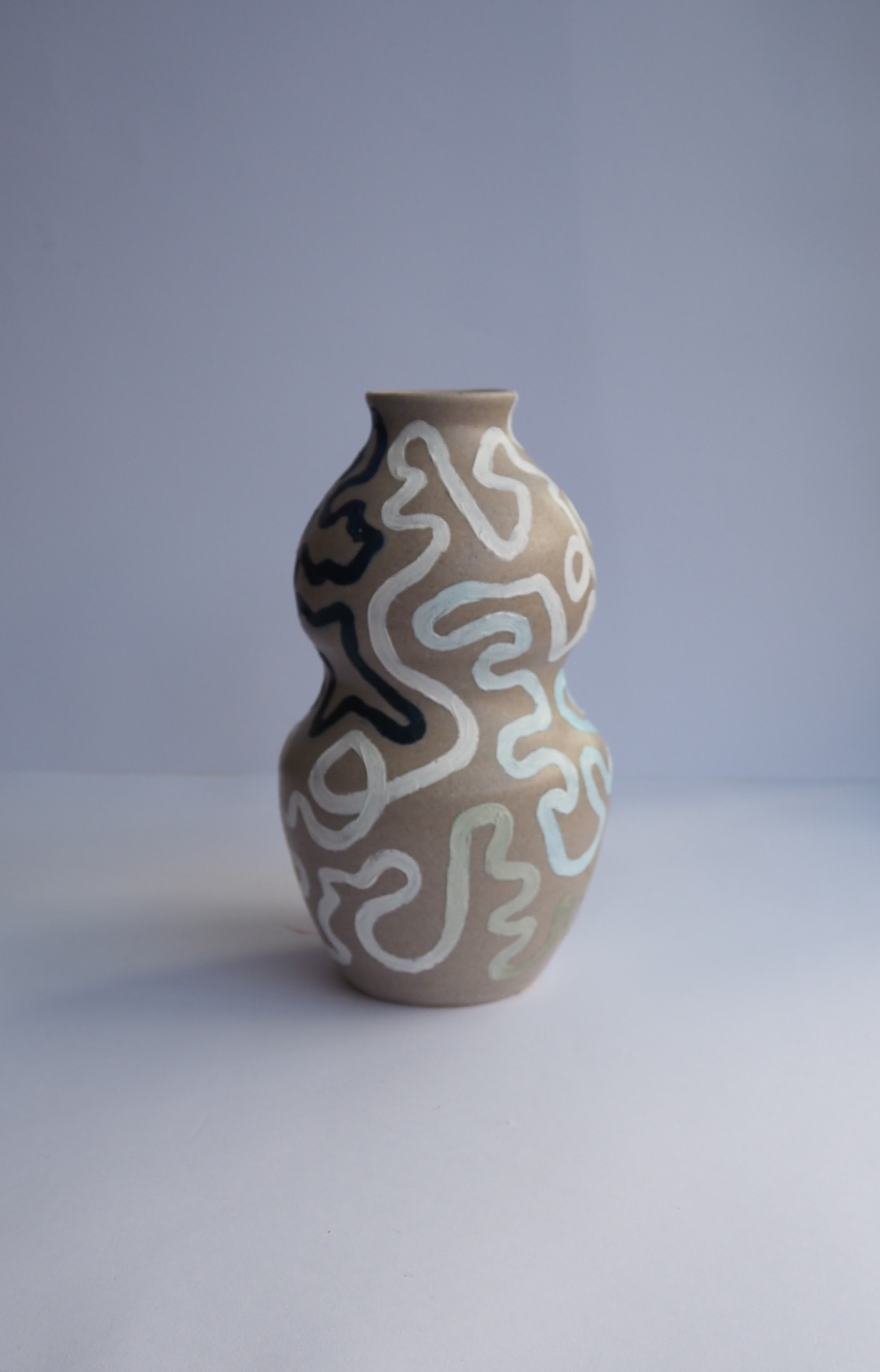 Journey Vase - Light Stoneware and Green/Blue (Medium)