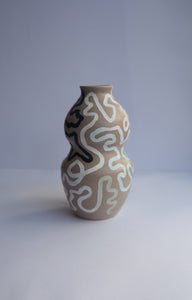Journey Vase - Light Stoneware and Green/Blue (Medium)