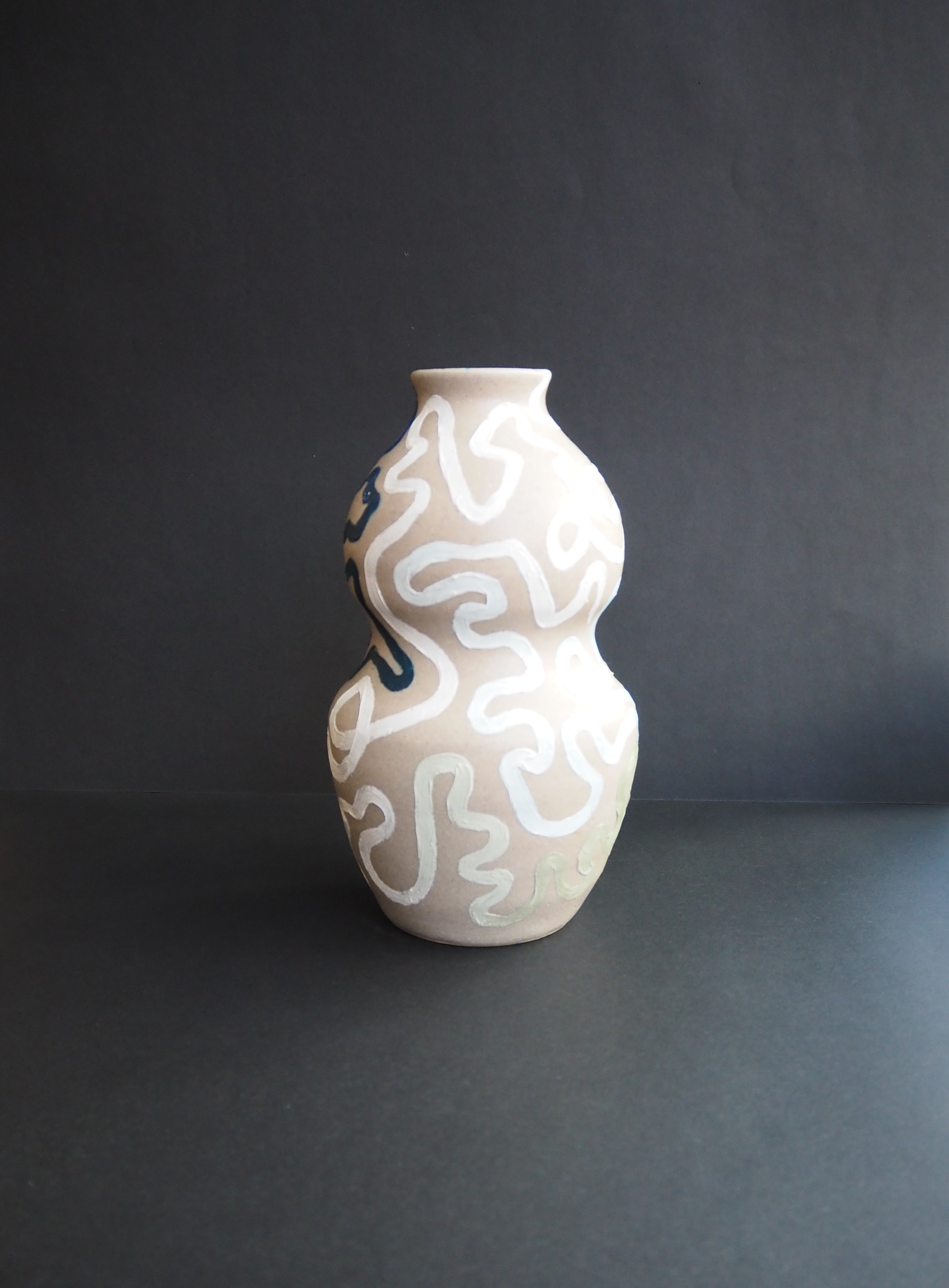 Journey Vase - Light Stoneware and Green/Blue (Medium)