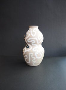 Journey Vase - Light Stoneware and Green/Blue (Medium)