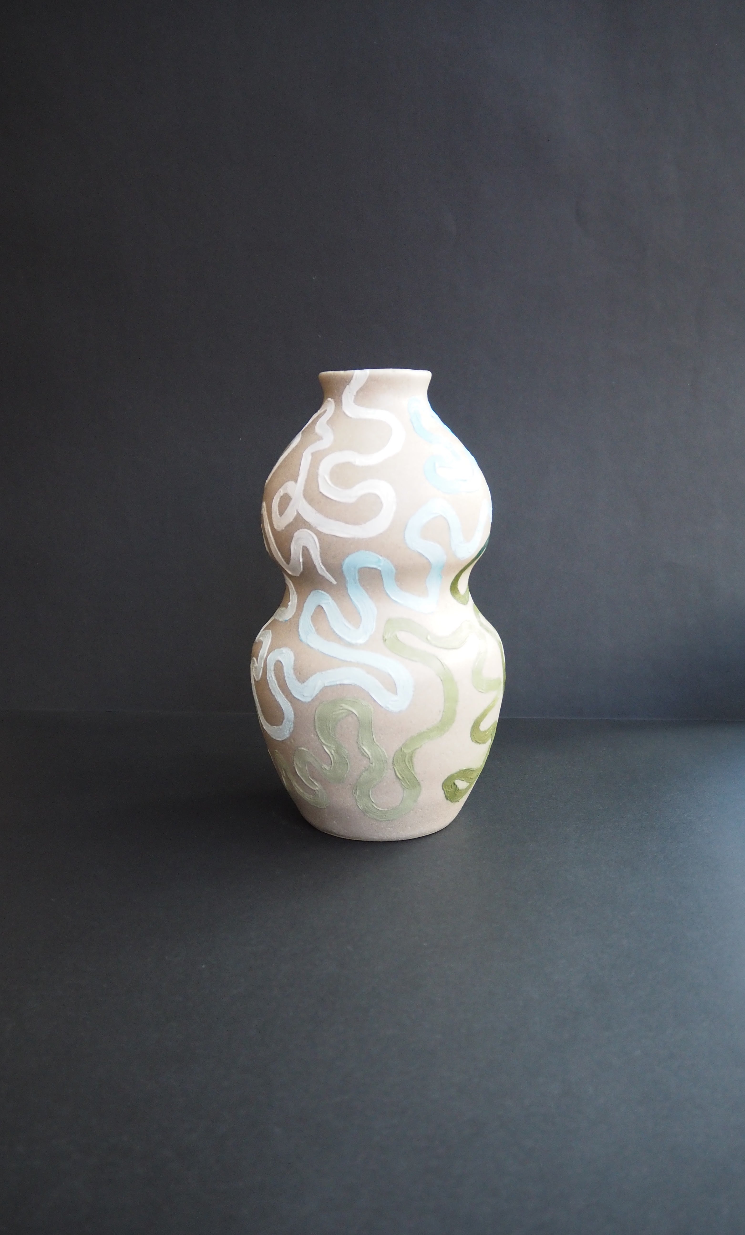 Journey Vase - Light Stoneware and Green/Blue (Medium)