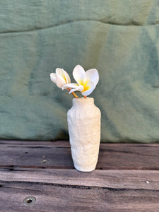 White raku bud vase