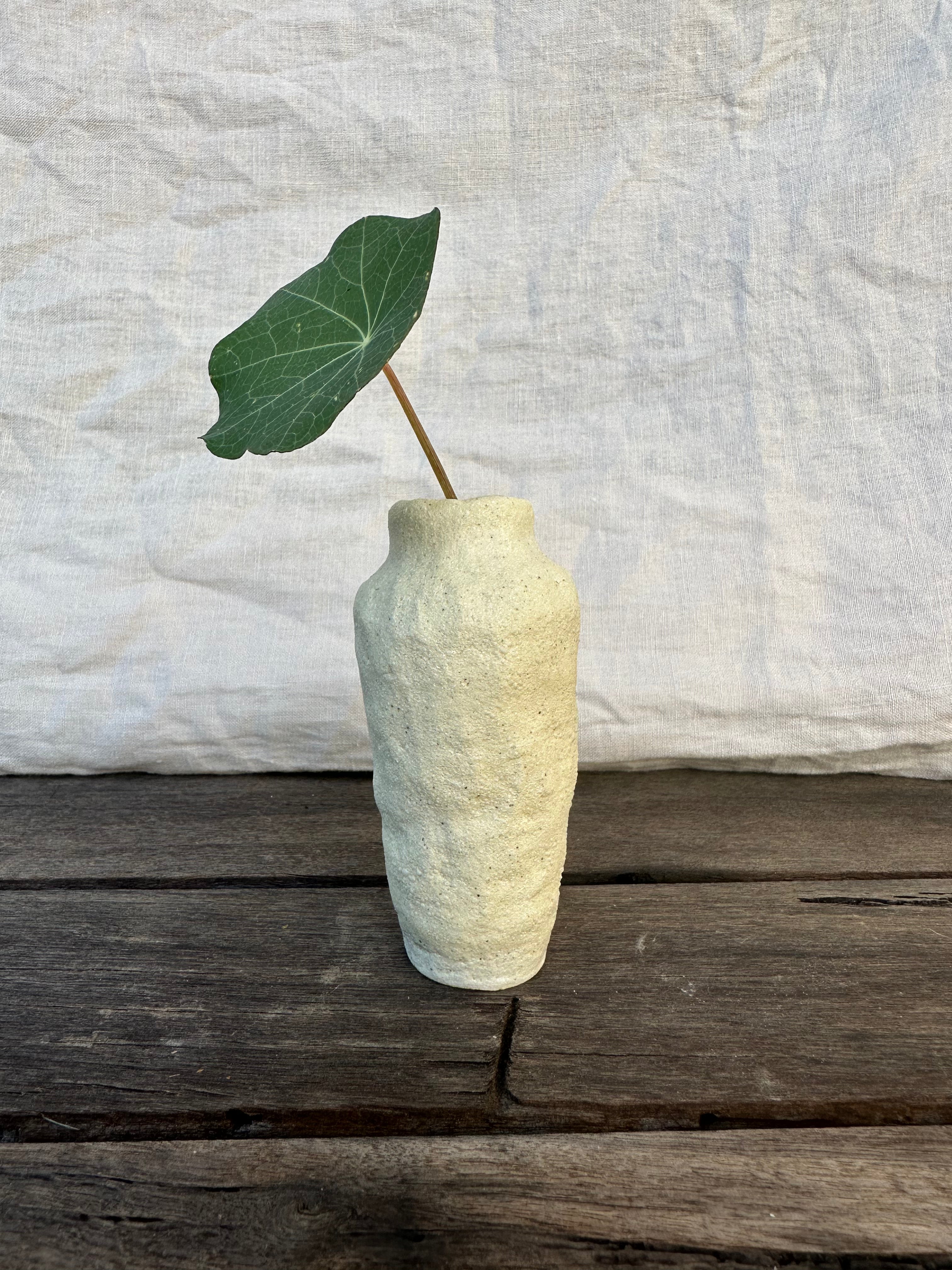 White raku bud vase